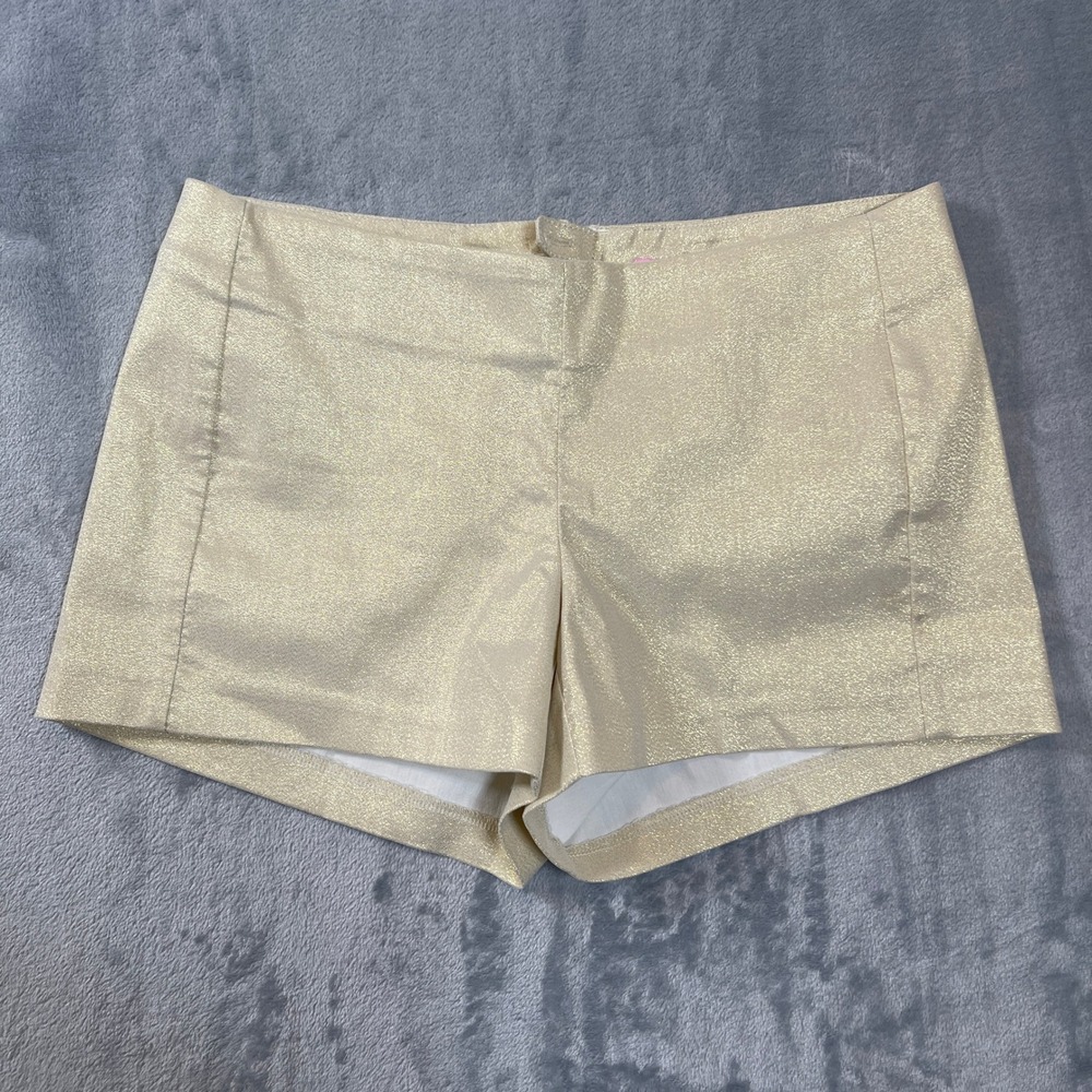 Lilly Pulitzer Callahan Gold Metallic Shimmer Shorts Womens Size 0 Preppy Glam